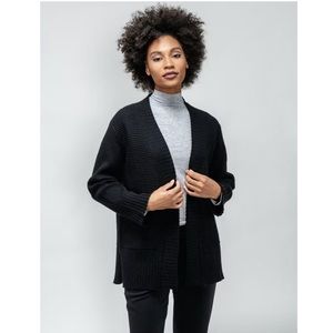 Navy Blue Ministry of Supply Composite Merino Wool Open Cardigan